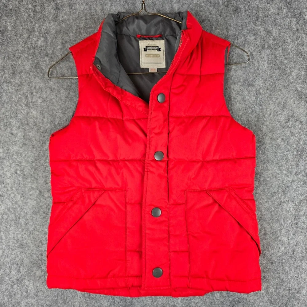 Gymboree Puffer Vest Boys Size S 5-6 Red Quilted Snap Front Outerwear